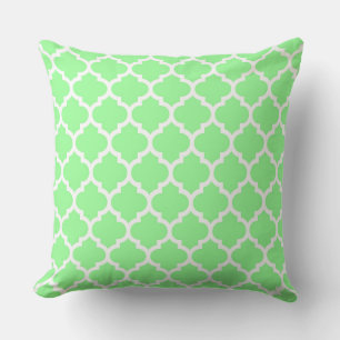 Coussin Vert menthe blanc motif quatrefeuilles marocain #5