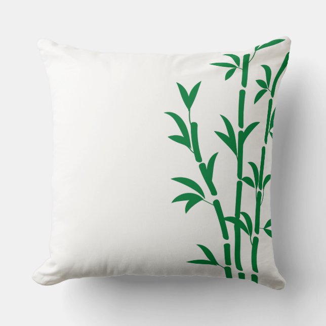 Coussin Vert moderne blanc bambou vert tendance chic (Recto)