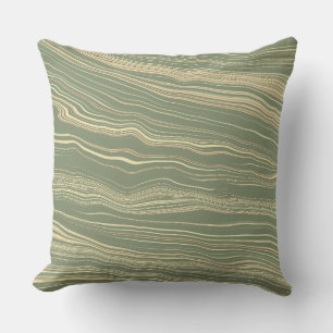 Coussin Vert olive contemporain avec motif lin