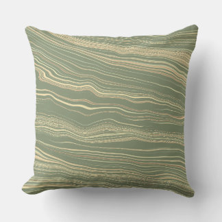 Coussin Vert olive contemporain avec motif lin