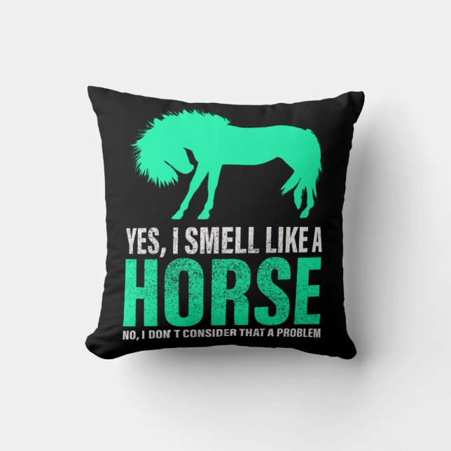 Coussin Vert Oui Je Sens Comme Un Cheval (Recto)