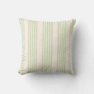 Coussin Vert pâle et beige cinq rayures motif