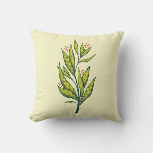 Coussin Vert Plante Botanique Art Nature Lover (Recto)