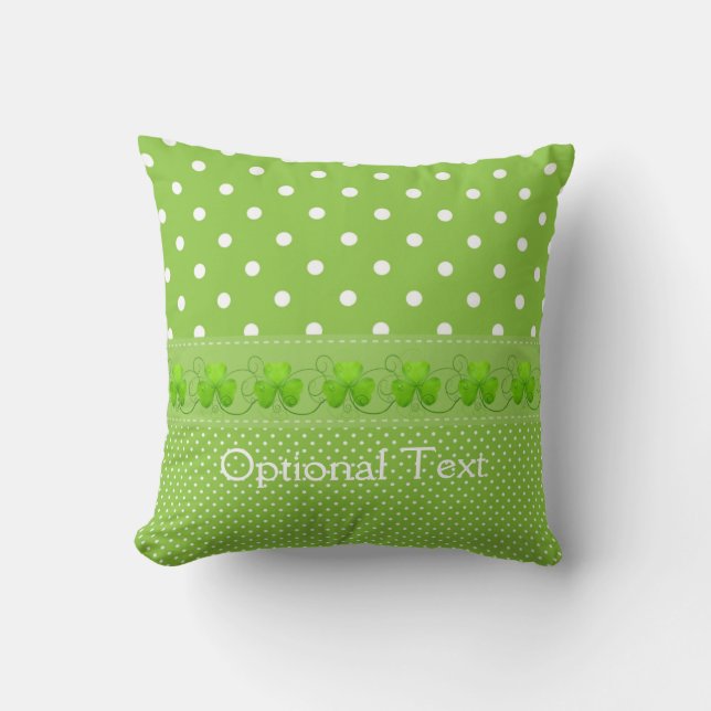Coussin Vert, points et Shamrocks (Recto)