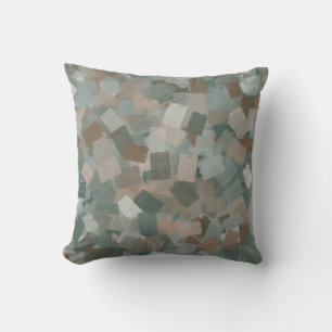Coussin Vert rose Brown Cubisme Motif Abstrait
