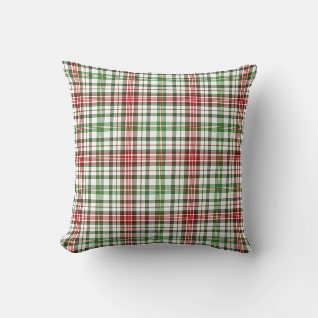 Coussin Vert rouge de plaid de Noël de ferme et outre du (Recto)