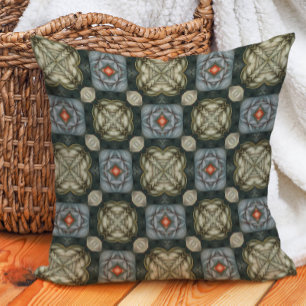 Coussin Vert sauge bleu marine bleu poussiéreux Arabesque 