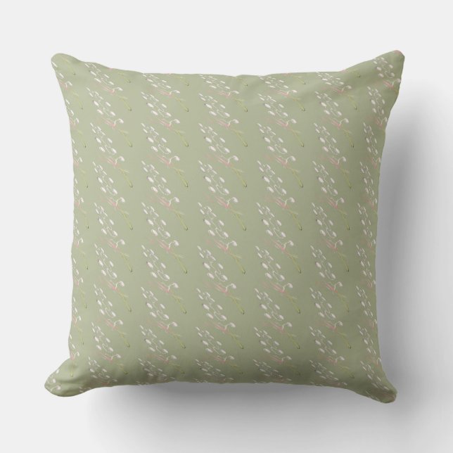 Coussin Vert sauge, crème, carreau rose de Flecked (Recto)