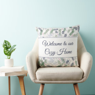 Coussin Vert sauge et motif sans couture de feuilles botan
