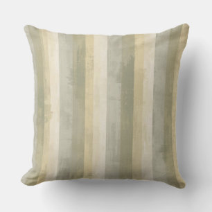 Coussin Vert Sauge Gris Jaune Moderne Rustique Rayé Atténu