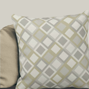 Coussin Vert sauge & motif géométrique gris
