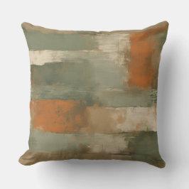Coussin Vert Sauge Olive Orange Beige Abstrait