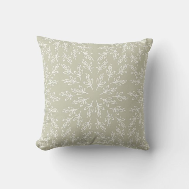 Coussin Vert sauge vert mandala floral (Recto)