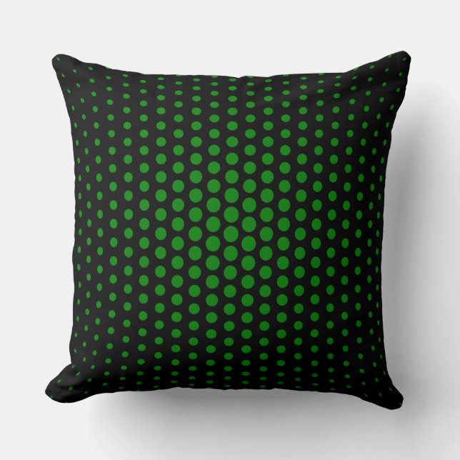 Coussin Vert Techno Points Moderne Noir (Recto)