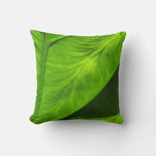 Coussin vert tropical de décor de feuille (Recto)