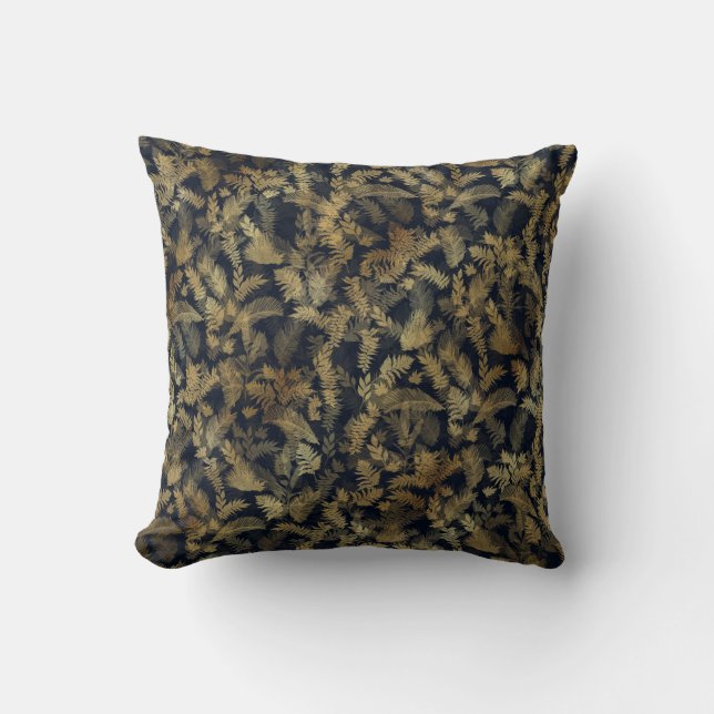 Coussin Vert tropicale moderne Bleu Gold Foliage (Recto)