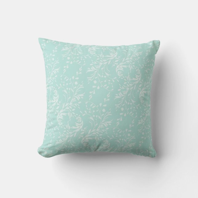 Coussin vert turquoise de motif de damassé de (Recto)