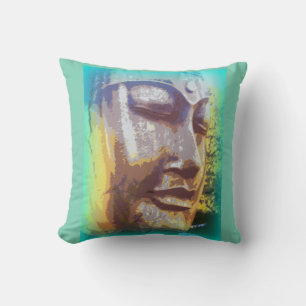 Coussin Vert visage bouddha