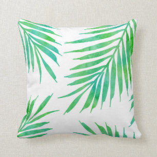 Coussin Verte Turquoise Aquarelle Palm Fronds
