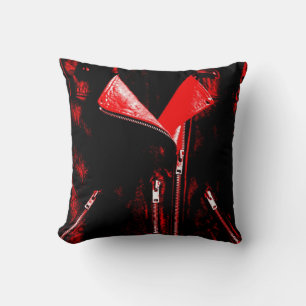 Coussin Veste en cuir carré de jeton imprimé rouge