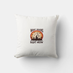 Coussin Veux cerveaux tout de suite Halloween Chat noir or