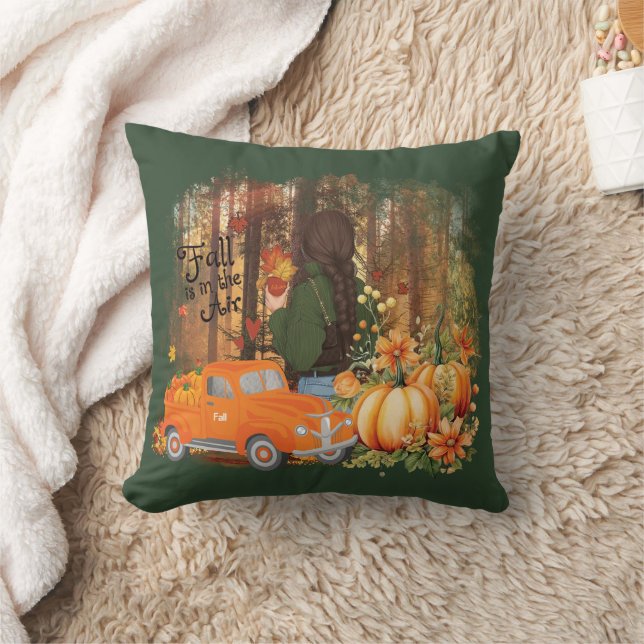 Coussin Vibes D'Automne, Une Voiture Chargée De Citrouille (Couverture)