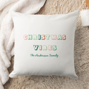 Coussin Vibes de Noël Personnalisé Blanc coloré