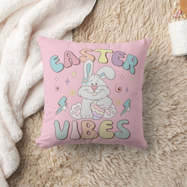 Coussin Vibes de Pâques de Bunny mignonnes Printemps Paste (Couverture)