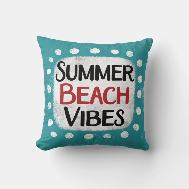 Coussin Vibes de plage d'été Lancer l'oreiller (Recto)