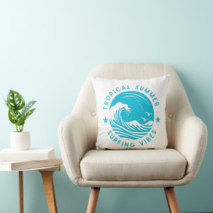 Coussin Vibes de surf d'été tropicales