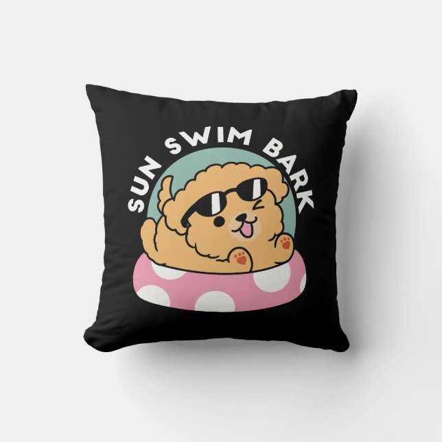 Coussin Vibes d'été Chien - Chiot flottant avec lunettes d (Recto)