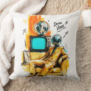Coussin Vibes Disco Rétro Boule à Facettes Disco Art