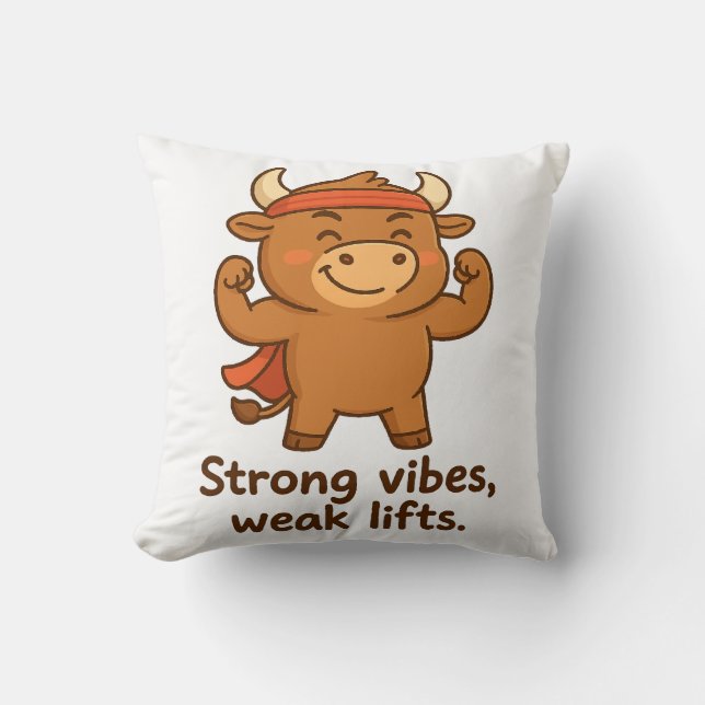 Coussin Vibes fortes, Ascenseurs faibles - Humour de salle (Recto)