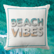 Vibes Plage Vagues Bleues Typographie Jeter Oreill