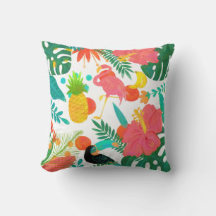 Coussin Vibes Tropicales Feuilles Florales Été Chic