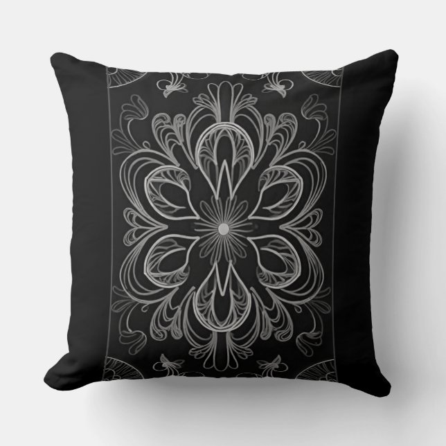Coussin Vibrant Abstrait gris floral double conception (Recto)