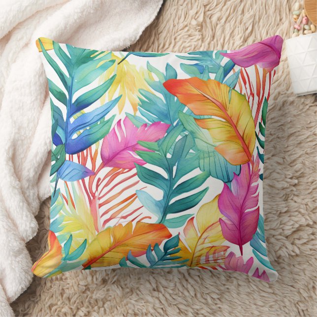 Coussin Vibrant aquarelle Tropical Jungle Feuilles (Couverture)