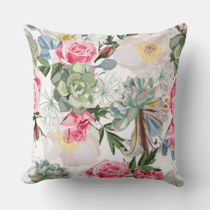Coussin Vibrant Blossoms: Colorful Abstract Flowers