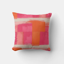 Coussin Vibrant Brushstroke Geometric Pattern – Pink & Ora