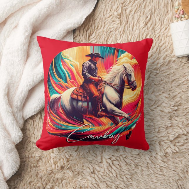 Coussin Vibrant Cowboy et Horse Burn Orange (Couverture)