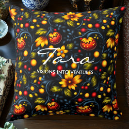 Coussin Vibrant Khokhloma Inspiré Floral Décoratif