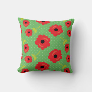 Coussin Vibrant Motif Red Poppy