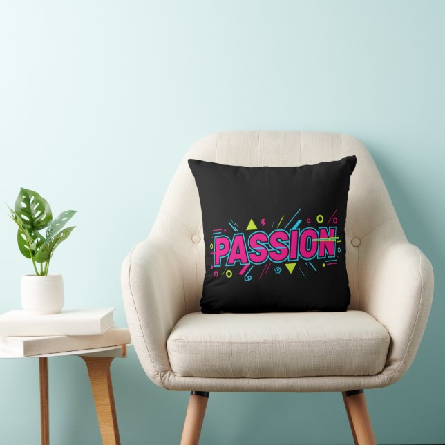 Coussin Vibrant Passion Typography - Retro 90s Pop Art Aes (Chaise)