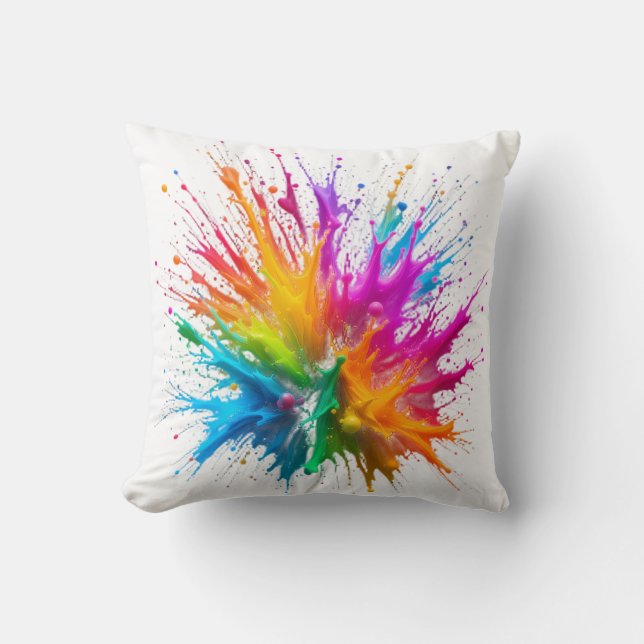 Coussin Vibrant Rainbow Paint Splatter Explosion (Recto)