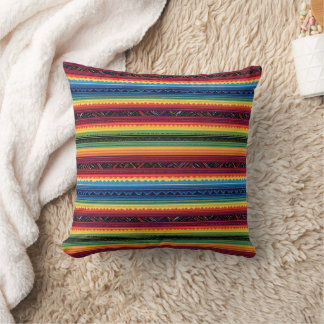 Coussin Vibrant Rainbow Serapé Mexicain Rayures Bébé Gigot