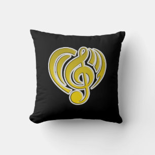 Coussin Vibrations Amour Musical Cœur Jaune Note De Musiqu