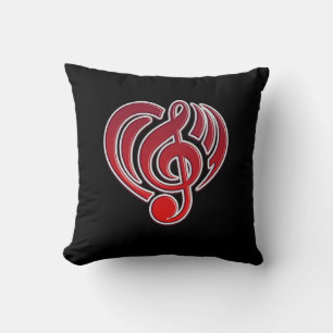 Coussin Vibrations Amour musical Coeur rouge Musique Note 
