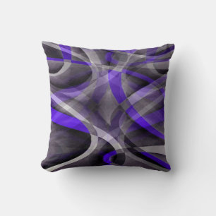 Coussin Vibrations des années 80 Violet Bleu et Gris Motif