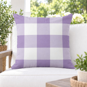 Coussin Vichy classique violet blanc grand carreaux