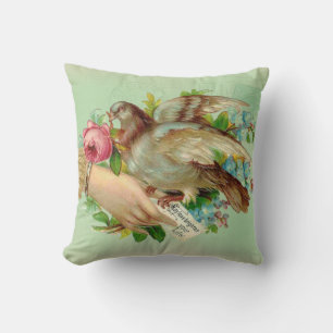 Coussin Victorian Valentine Bird et rose